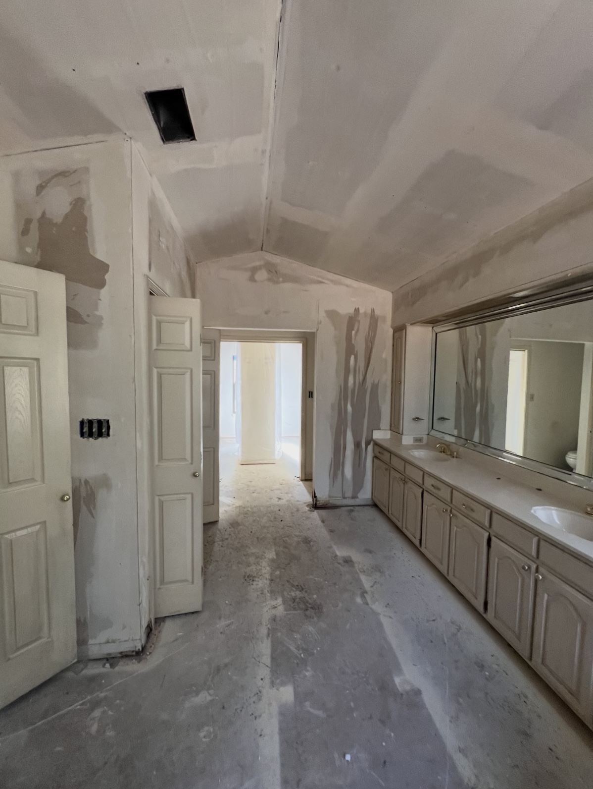 Bathroom — drywall work and vanity · During renovation · Longview, Texas