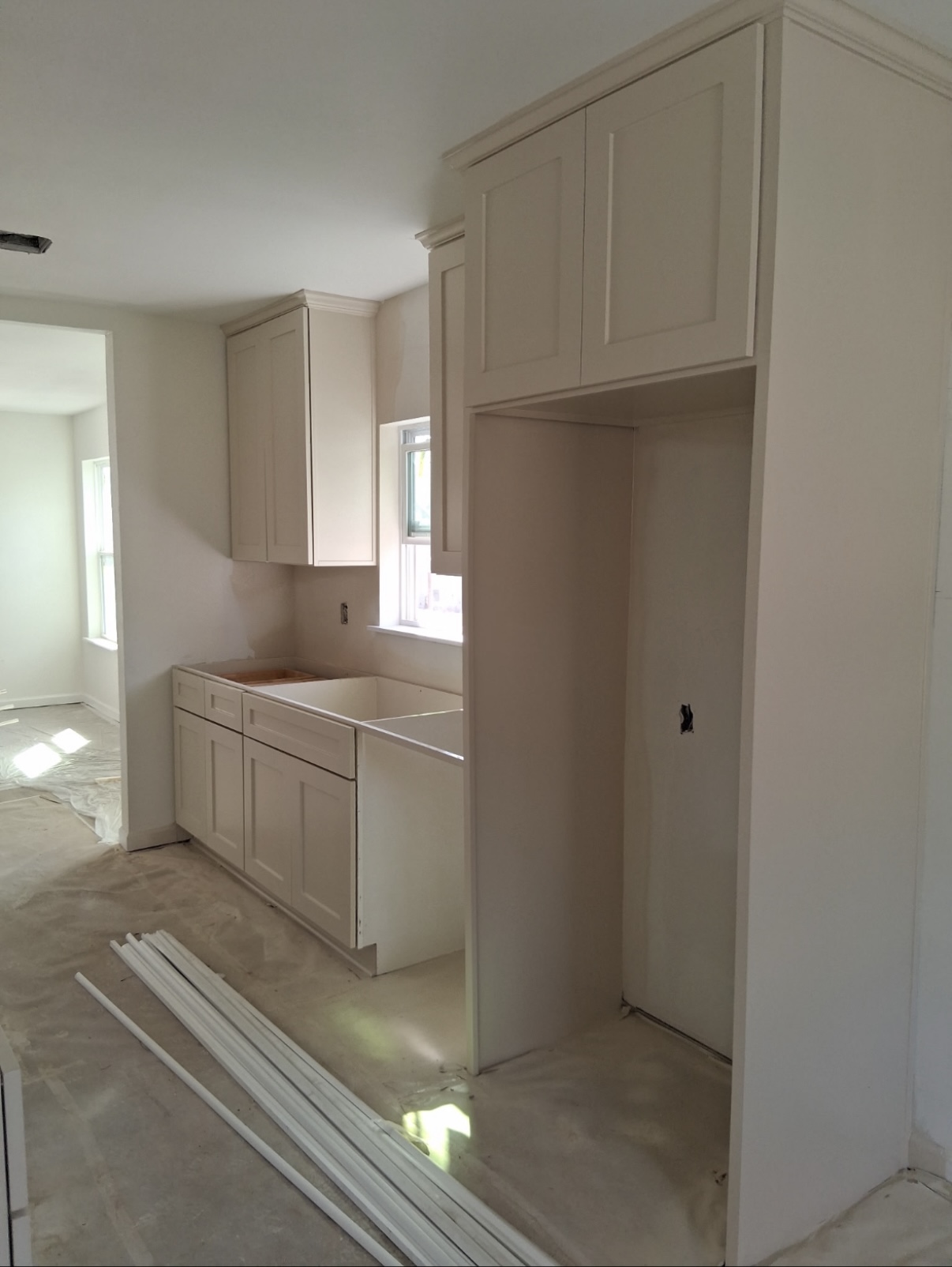 Kitchen — tall cabinetry installation · During renovation · Tyler, Texas