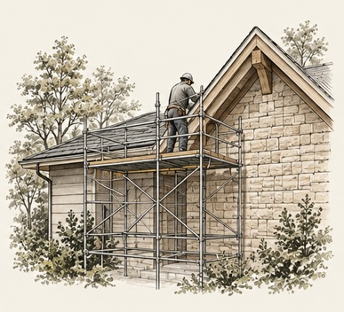 Repairs — architectural pencil sketch