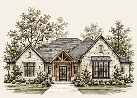 Residential — architectural pencil sketch