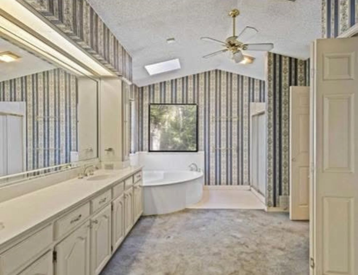 Bathroom — vanity and existing tub · Before renovation · Longview, Texas