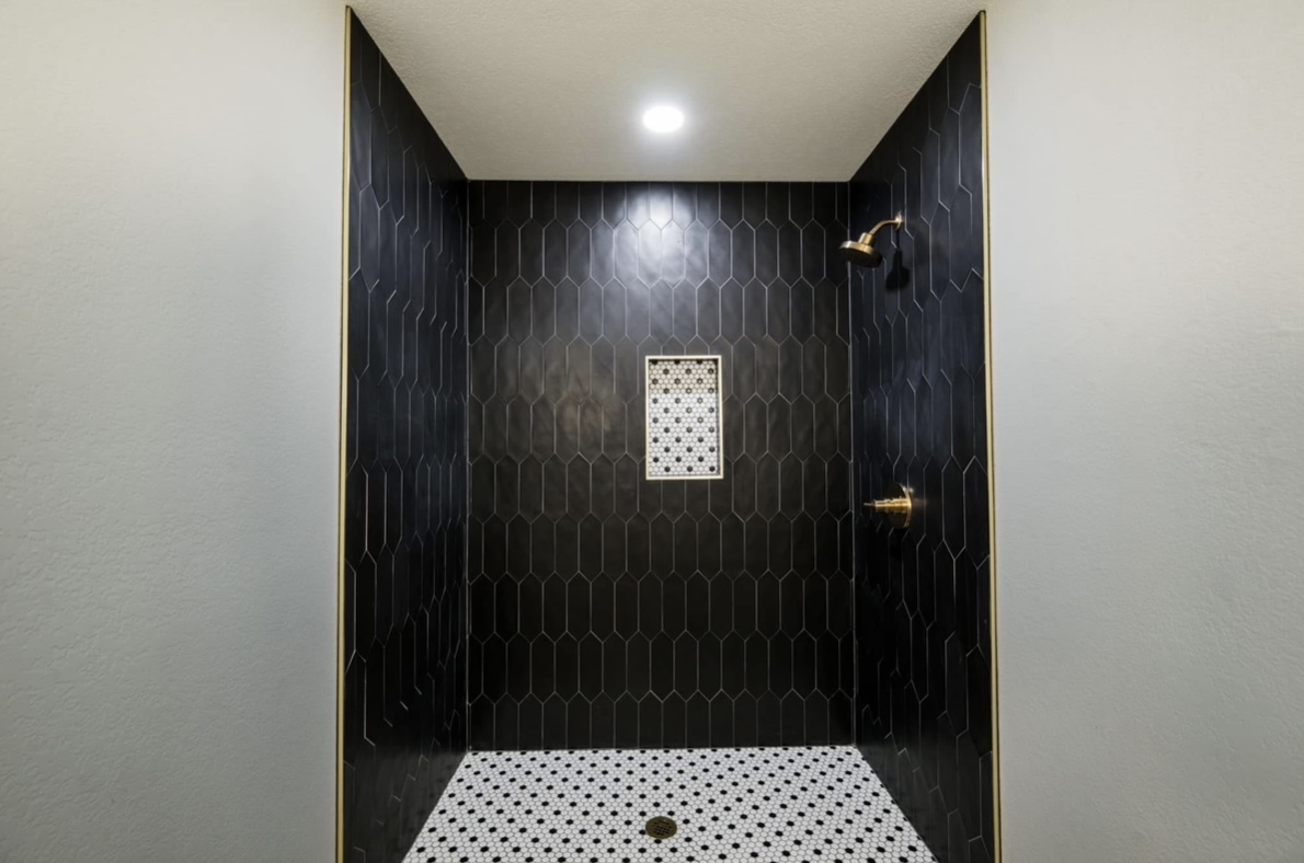 Primary bathroom shower after renovation · Longview, Texas