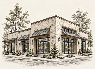 Commercial — architectural pencil sketch