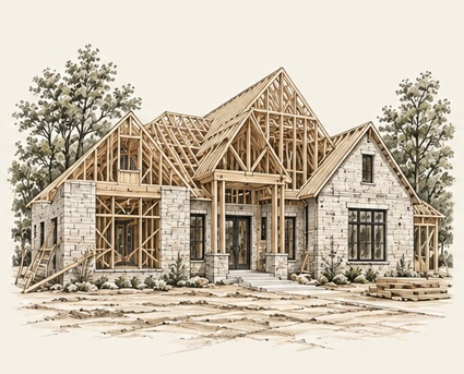 New Construction — architectural pencil sketch