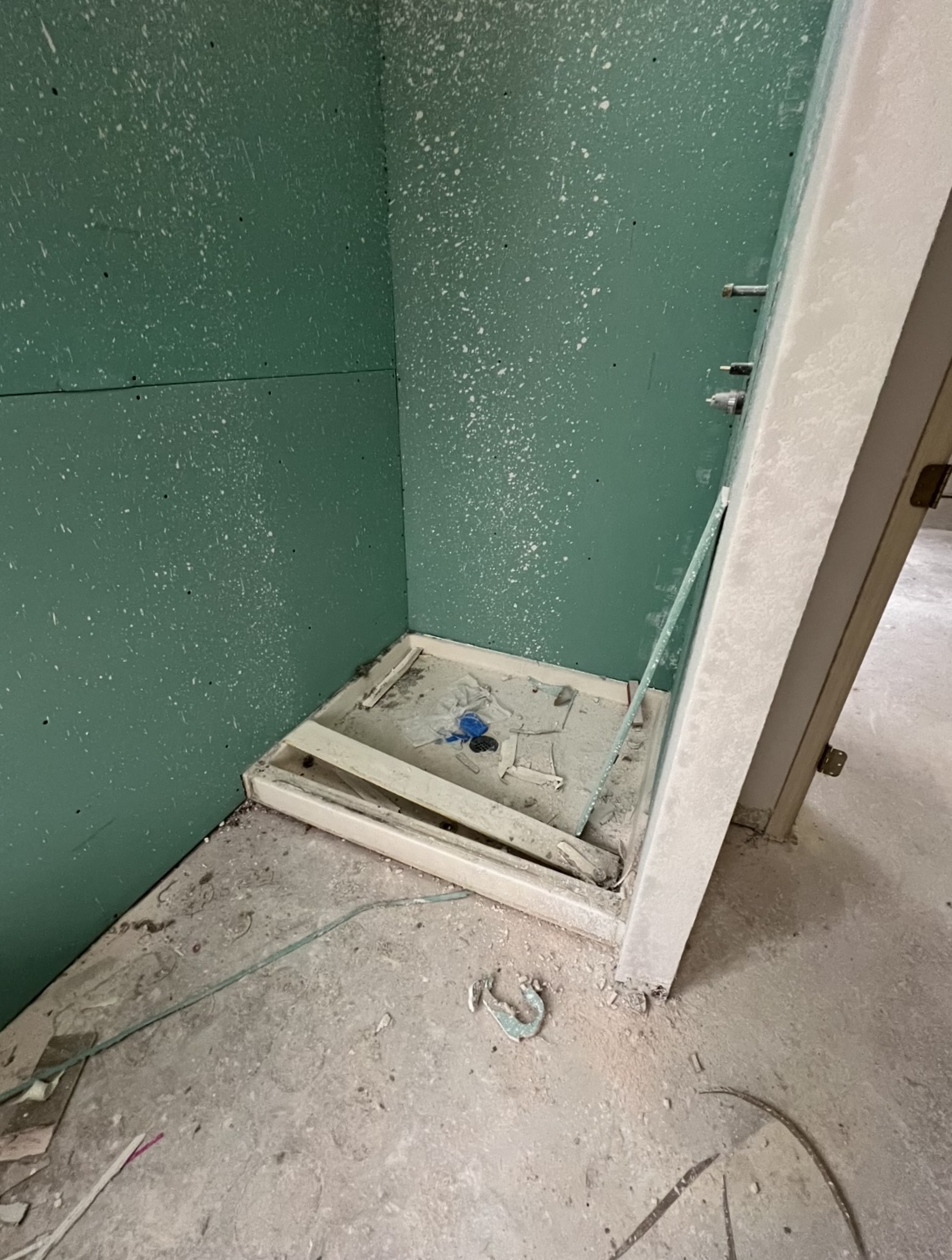 Bathroom — shower construction detail · During renovation · Longview, Texas
